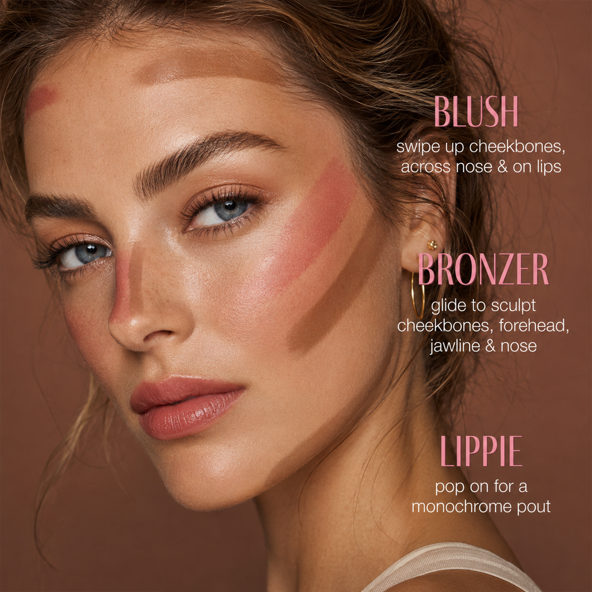 Double Ended Cream Blush and Bronzer Stick with Brush